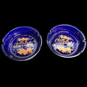 Set of 2 Vintage California Ceramic Ashtrays w/Gold Trim NEW